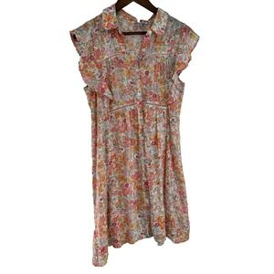 MARISSA OLIVIA floral spring dress button up cottage Fairy Easter collar ruffle